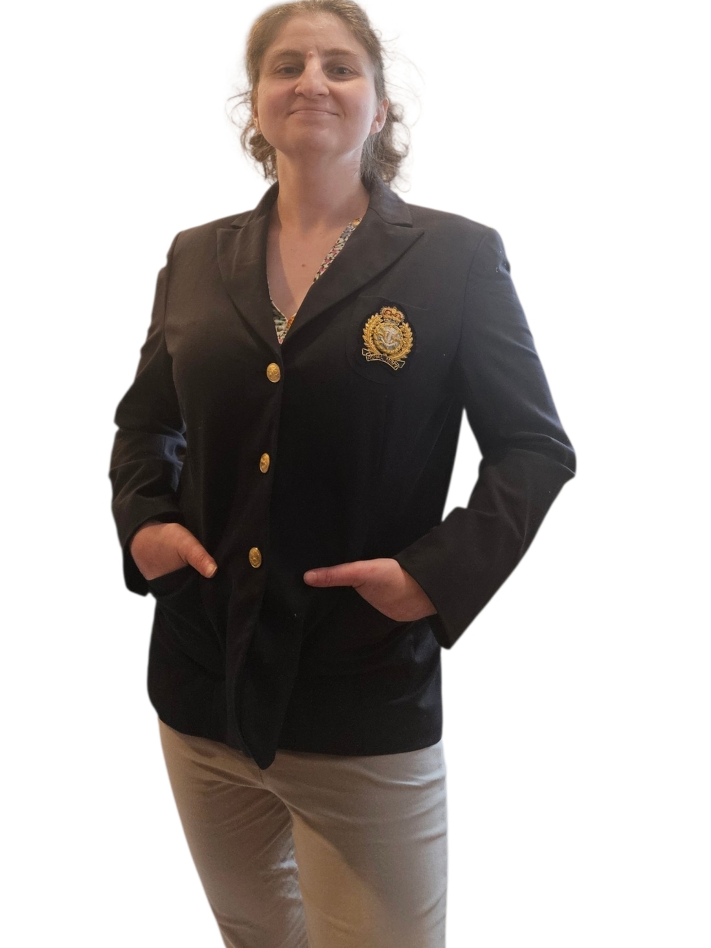 Navy Andrea Behar x Boston Proper Women's Royal Navy 3 Button Blazer